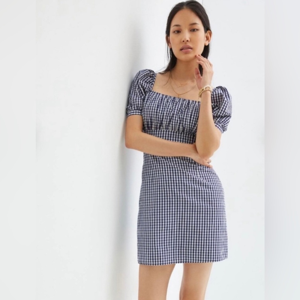 Anthropologie  Gathered Puff-Sleeve Mini Dress